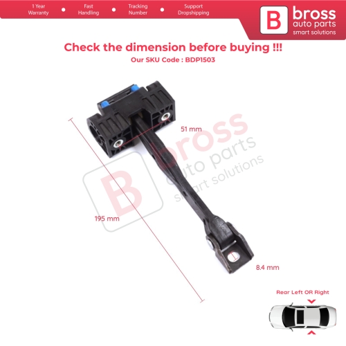 2 Pieces Rear Door Stop Check Assy Limiter Strap for Audi Q2 SQ2 GAB GAG 2016-On 81A839249