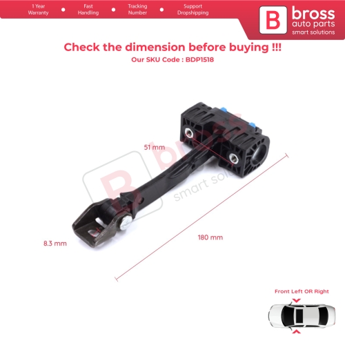 2 Pieces Front Door Stop Check Assy Limiter Strap for Seat Ibiza MK4 IV 6J 6P ST 2008-2017 6J0837249D