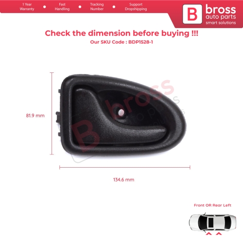 Inner Door Handle Left Black Rod Type for Renault Clio 2 Scenic Megane 1 Trafic Master 2 Mascott Logan 1 Movano Vivaro A Interstar Primastar 1 Daily 7700434716 