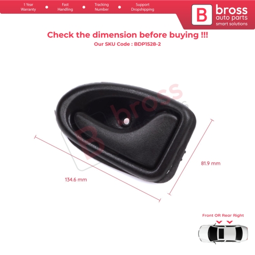 Inner Door Handle Right Black Rod Type for Renault Clio 2 Scenic Megane 1 Trafic Master 2 Mascott Logan 1 Movano Vivaro A Interstar Primastar 1 Daily 7700434717