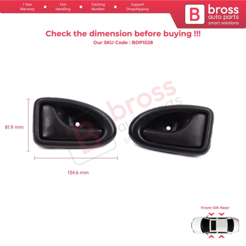 Inner Door Handle Right Left Black Rod Type for Renault Clio 2 Scenic Megane 1 Trafic Master 2 Mascott Logan 1 Movano Vivaro A Interstar Primastar 1 Daily 7700434716 7700434717