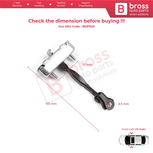 2 Pieces Front Door Stop Check Assy Limiter Strap for Toyota Corolla E120 2000-2007 Verso MK1 2001-2004 68610-12170