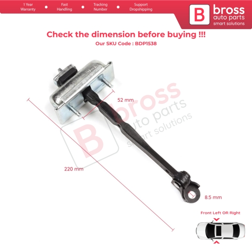 2 Pieces Front Door Stop Check Assy Limiter Strap for Renault Kangoo MK3 XFK FFK KFK 2021-On 804309303R