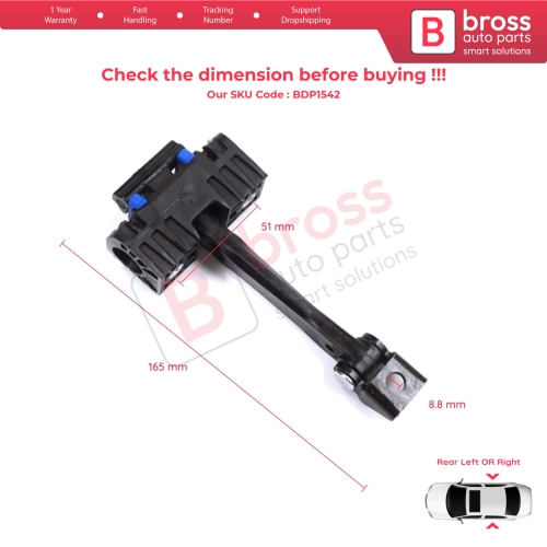 2 Pieces Rear Door Stop Check Assy Limiter Strap for BMW 3 Series E90 E91 2004-2012 51227176808