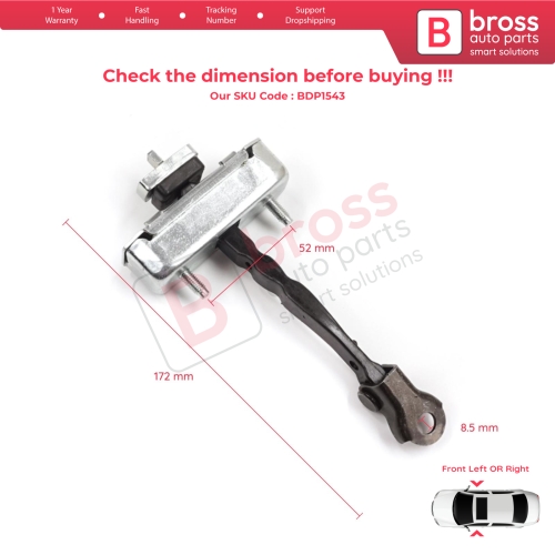 2 Pieces Front Door Stop Check Assy Limiter Strap for Toyota Avensis MK3 T27 T270 2009-2018 68610-05052