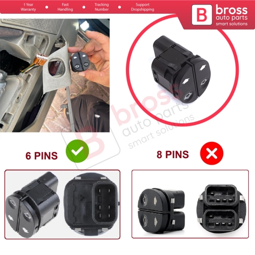 Window Regulator Switch Driver Door 6-Pin For Ford Fiesta MK5 JH JD Fusion JU Tourneo Connect MK1 Transit V347 V348 6S6T14529AB