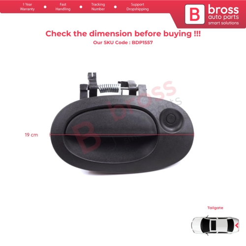 Rear Tailgate Exterior Door Opener Handle Black for Renault Kangoo KC Express FC Nissan Kubistar MK1 X76 8200153666