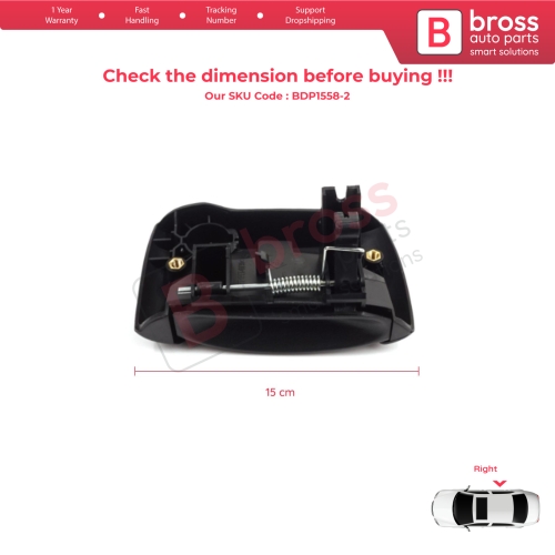 Right Side Sliding Door Exterior Opener Handle Black for Renault Kangoo KC Express FC Nissan Kubistar MK1 X76 8200107372