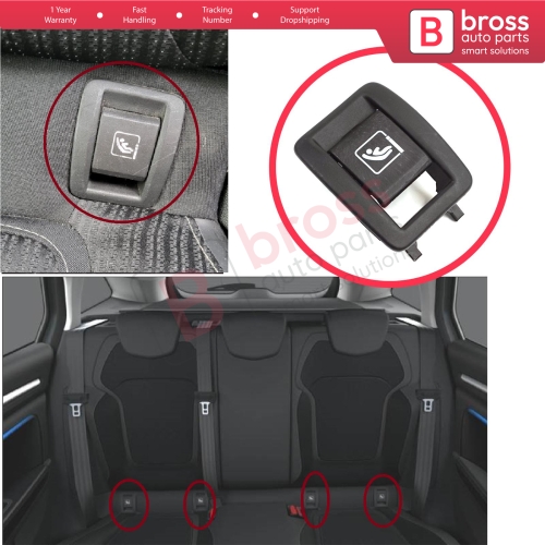1 Piece Rear Child Seat Safety ISOFIX Slot Trim Cover Button For Renault Megane MK4 BFB B9A K9A 2015-On 4/5 Door 873E24846R