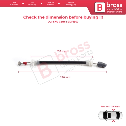 Rear Outer Door Handle Carrier Release Bowden Cable 220 mm For BMW X5 E53 2000-2006 51228243635 51228243636