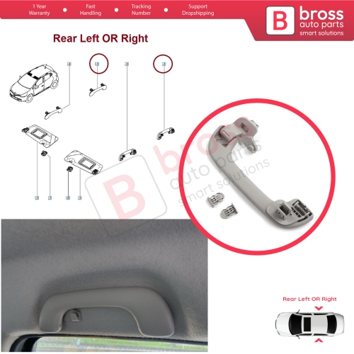 Rear Door Inner Roof Grab Handle Light Gray for Renault Megane 3 4 Scenic 3 Clio 4 Kadjar Captur  Master 3 Movano 739400011R