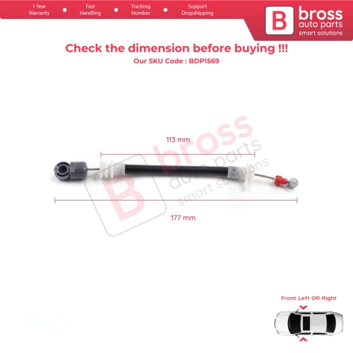 Front Outer Door Handle Carrier Release Bowden Cable 177 mm For BMW X5 E53 2000-2006 51218243615 51218243616