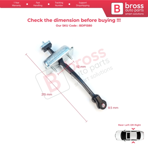 2 Pieces Rear Door Stop Check Assy Limiter Strap for Jeep Cherokee MK5 KL 2014-2023 K68103032AD