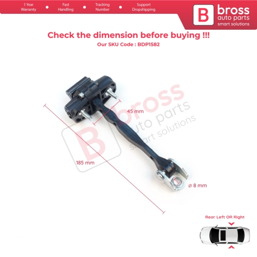 2 Pieces Rear Door Stop Check Assy Limiter Strap for Jeep Compass MK2 MP/552 MP M6 MV M7 2017-On 68243645AB