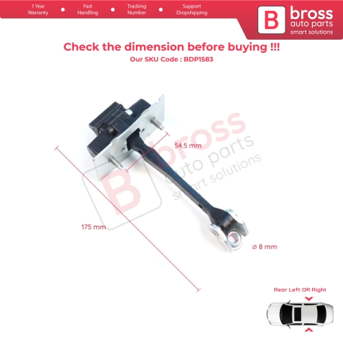 2 Pieces Rear Door Hinge Stop Check Strap Limiter for Citroen C Elysee Peugeot 301 9675207680