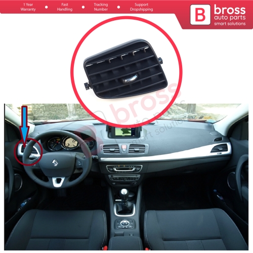 Dashboard Side Air Vent Grill Cover Trim Inner Diffuser Left for Renault Megane MK3 2008-2016 Fluence L3 2009–2020 687618845R