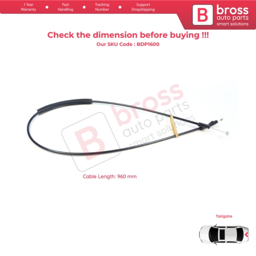 Tailgate Door Lock Handle Latch Bowden Long Cable for Renault Kangoo MK1 KC Express FC Nissan Kubistar X76 7700303592