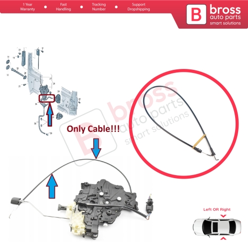 Side Sliding Door Lock Release Cable for VW Caddy MK3 2K 2C 2004-2015 2K5843653C