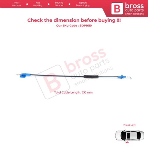 Front Left Door Inner Handle Lock Release Cable for Fiat Fiorino MK3 225 Qubo 2007-2016 Citroen Nemo Peugeot Bipper 2008–2017 1365222080