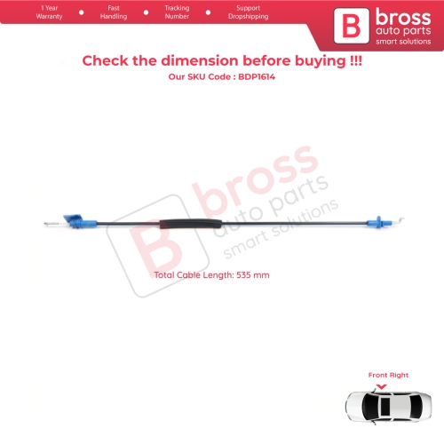 Front Right Door Inner Handle Lock Release Cable for Fiat Fiorino MK3 225 Qubo 2007-2016 Citroen Nemo Peugeot Bipper 2008–2017 1354711080