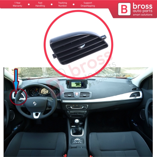 Dashboard Side Air Vent Grill Cover Trim Nozzle Deflector Diffuser Left for Renault Megane MK3 2008-2016 Fluence L3 2009–2020 687618845R 687604198R