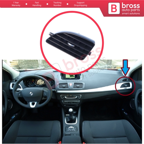 Dashboard Side Air Vent Grill Cover Trim Inner Diffuser Right for Renault Megane MK3 2008-2016 Fluence L3 2009–2020 687604198R