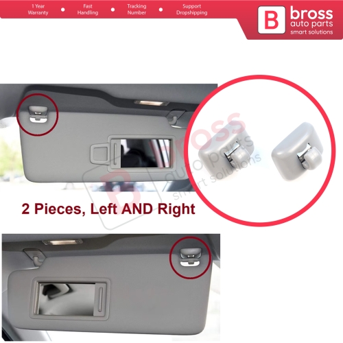 2 Pieces Sun Visor Shade Holder Hook Clips Gray Color for Audi A1 A3 A4 B7 B8 B9 A5 A6 C6 Q2 Q3 Q5  TT Seat Exeo