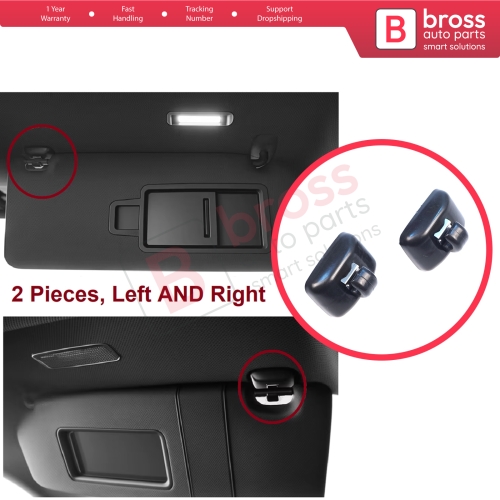 2 Pieces Sun Visor Shade Holder Hook Clips Black Color for Audi A1 A3 A4 B7 B8 B9 A5 A6 C6 Q2 Q3 Q5 TT Seat Exeo