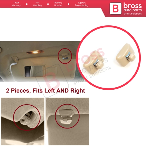 2 Pieces Sun Visor Shade Holder Hook Clips Beige Color for Audi A1 A3 A4 B7 B8 B9 A5 A6 C6 Q2 Q3 Q5 TT Seat Exeo
