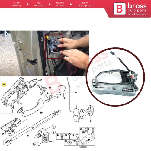Car Door Handle Housing Carrier Bracket Housing Front Left 51218243615 For BMW X5 E53 2000-2006