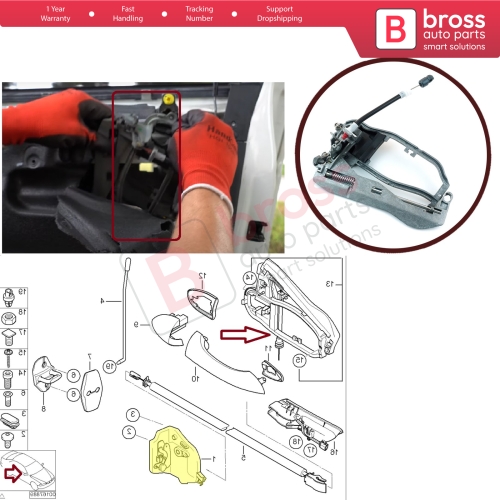 Car Door Handle Housing Carrier Bracket Front Right 51218243616 For BMW X5 E53 2000-2006