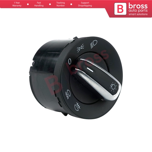 Chrome Headlight Control Switch Knob For VW Seat Skoda 3C8 941 431C...