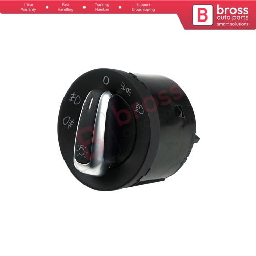 Chrome Headlight Control Switch Knob For VW Seat Skoda 3C8 941 431C...