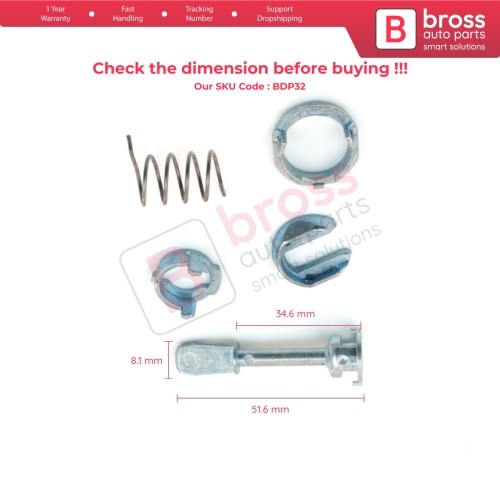 Front Door Lock Barrel Repair Kit 3B0837167 51.5 mm for VW Passat B5