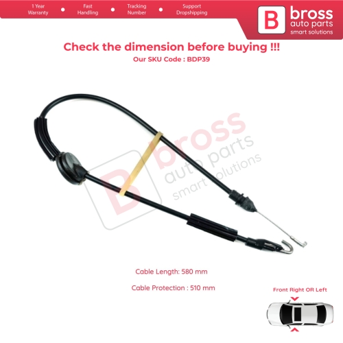 Inner Door Lock Latch Bowden Cable Front Doors for VW Passat B5 B5.5 1996-2005 Skoda Superb B5 3U 2001-2008 3U0837085
