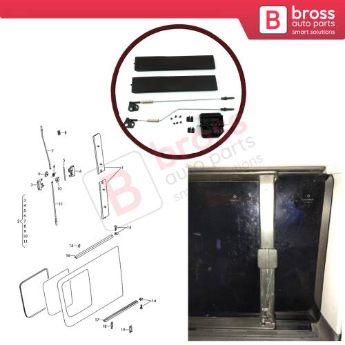 Side Sliding Window Glass Latch Cover Repair Set 2E1847733 for Mercedes Sprinter VW Crafter
