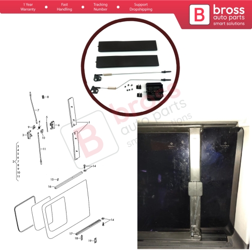 Side Sliding Window Glass Latch Cover Repair Set 2E1847733 for Mercedes Sprinter VW Crafter