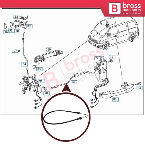 Inner Door Handle Release Lock Latch Bowden Cable Front 6387600404 for Mercedes Vito W638