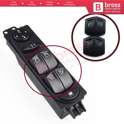 4 Pieces Main Window Switch Button Cover Front Left Door For Mercedes W639 Vito Viano 04061254A.8 04061254A.9 06125 3.8 06125 3.9