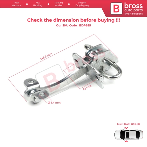 Front Door Hinge Stop Check Strap Limiter 51772768 for Fiat Doblo MPV Van Cargo MK1 119 223 2001-2010 