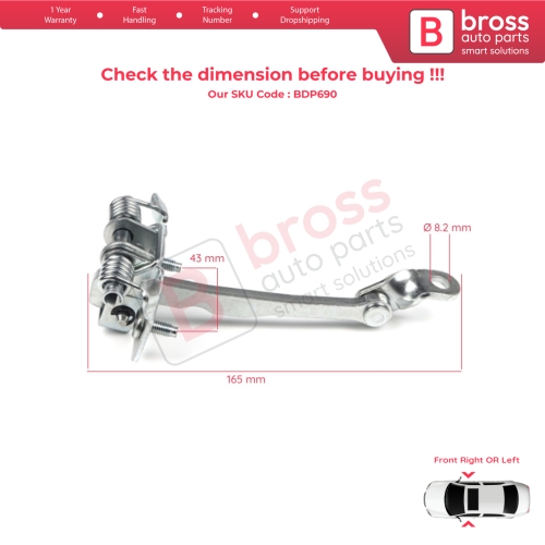 Front Door Hinge Stop Check Strap Limiter 824308607R for Renault Kangoo MK2