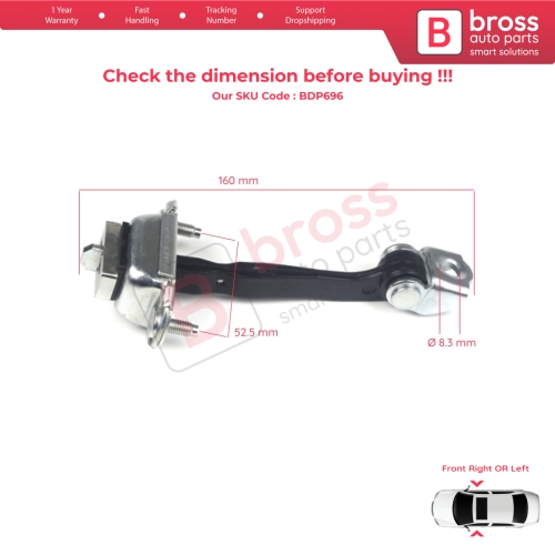 Front Door Hinge Stop Check Strap Limiter 5S6AA23500AB for Ford Fiesta MK5 JH JD Fusion JU