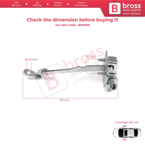 Front Door Hinge Stop Check Strap Limiter 7700834326 for Renault Scenic MK1 JA0/1 1996-2003