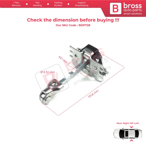 Rear Door Hinge Stop Check Strap Limiter 8200000722 for Renault Laguna MK2 Twingo MK2 Wind