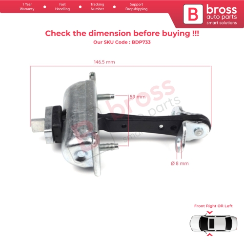 Front Door Hinge Stop Check Strap Limiter 6C1AV23500AC for Ford Transit MK7 2006-2014 Tourneo