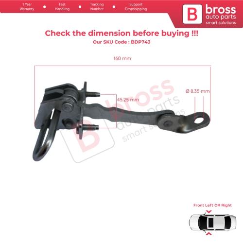 Front Door Hinge Stop Check Strap Limiter 50512115 for Alfa Romeo 147 GT