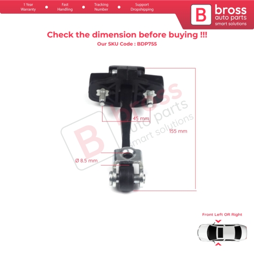 2 Pieces Front Door Hinge Stop Check Strap Limiter for Renault Dacia Lodgy Dokker 2012-2022 804304825R
