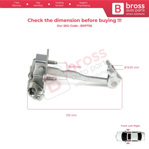 2 Pieces Front Door Hinge Stop Check Strap Limiter for Renault Dacia Sandero Logan Duster MK2 804302559R 