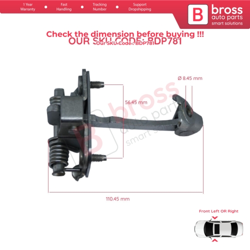 2 Pieces Front Door Hinge Stop Check Strap Limiter for Citroen C2 2003–On 9181H6