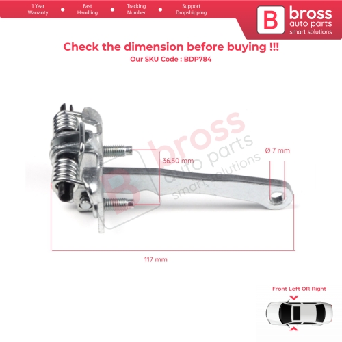 Front Door Hinge Stop Check Strap Limiter 9181.73 for Peugeot 306 1993-2002